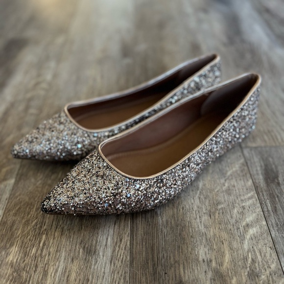 ASOS Rose Glitter Pointy Toe Flats - Holiday Festive New Year - Picture 4 of 8